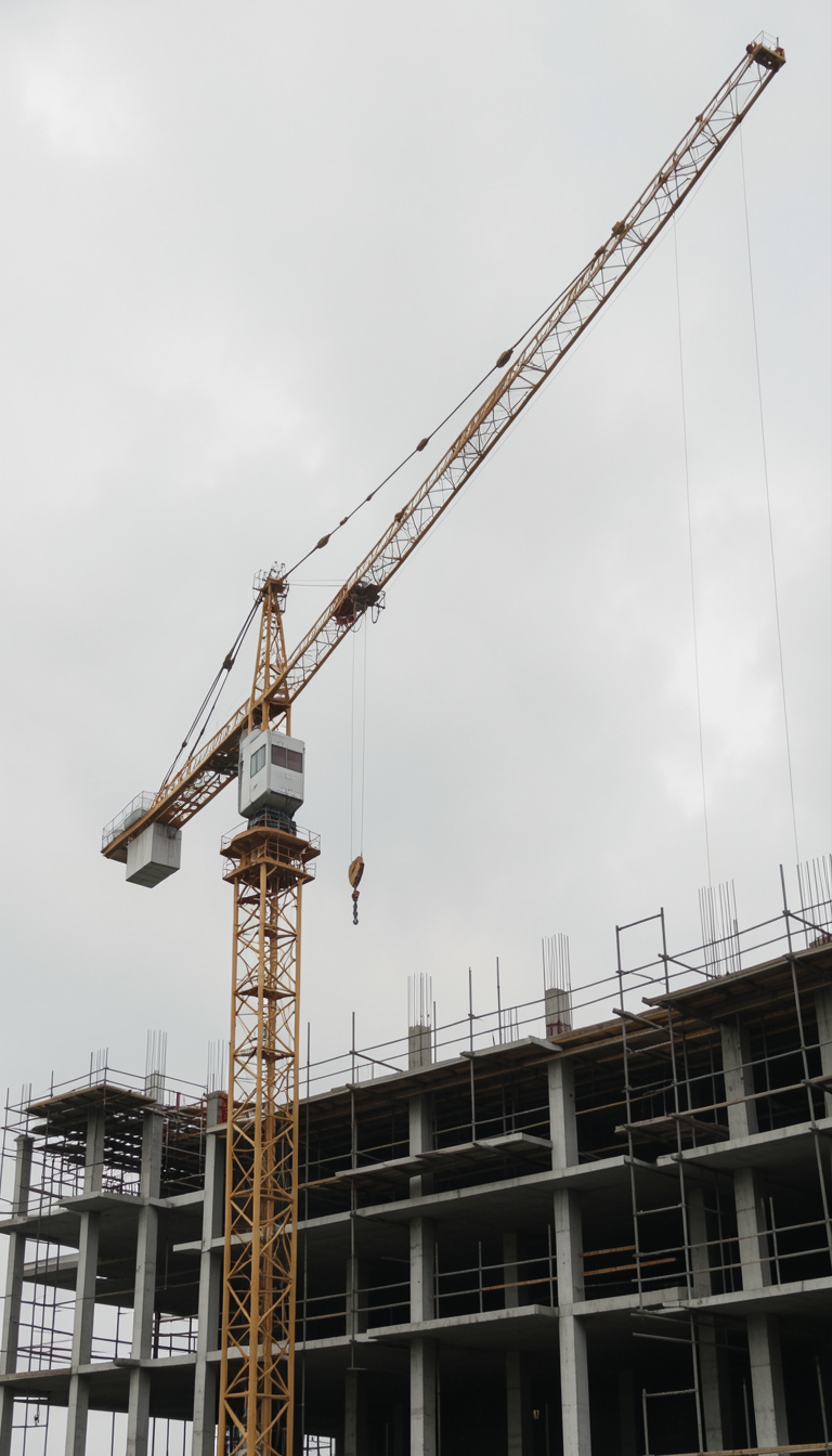 Grua de torre — Montagem em obra